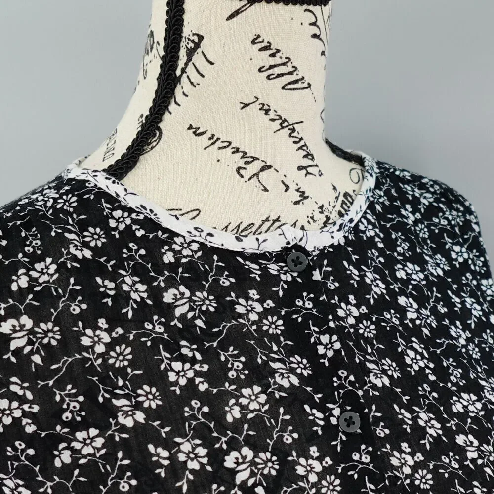 Madewell Top Small Black Meadow Branch‎ Floral Print-Mix